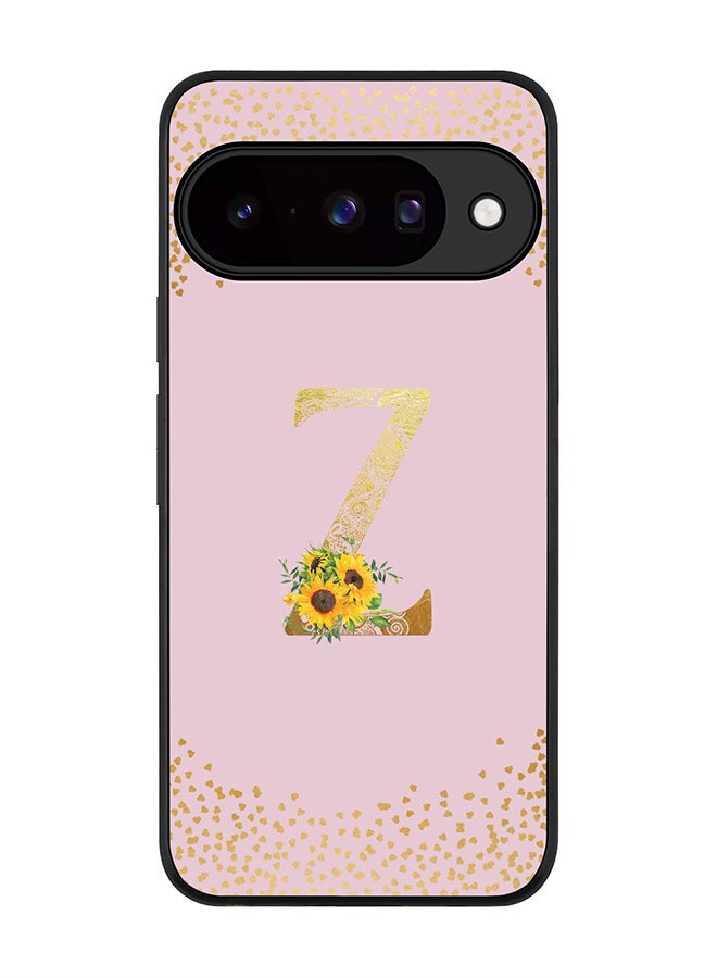 For Google Pixel 10 Case,Slim fit Camera Protection, Shockproof Thin Phone cover  - Custom Floral Monogram - Z  (Pink )